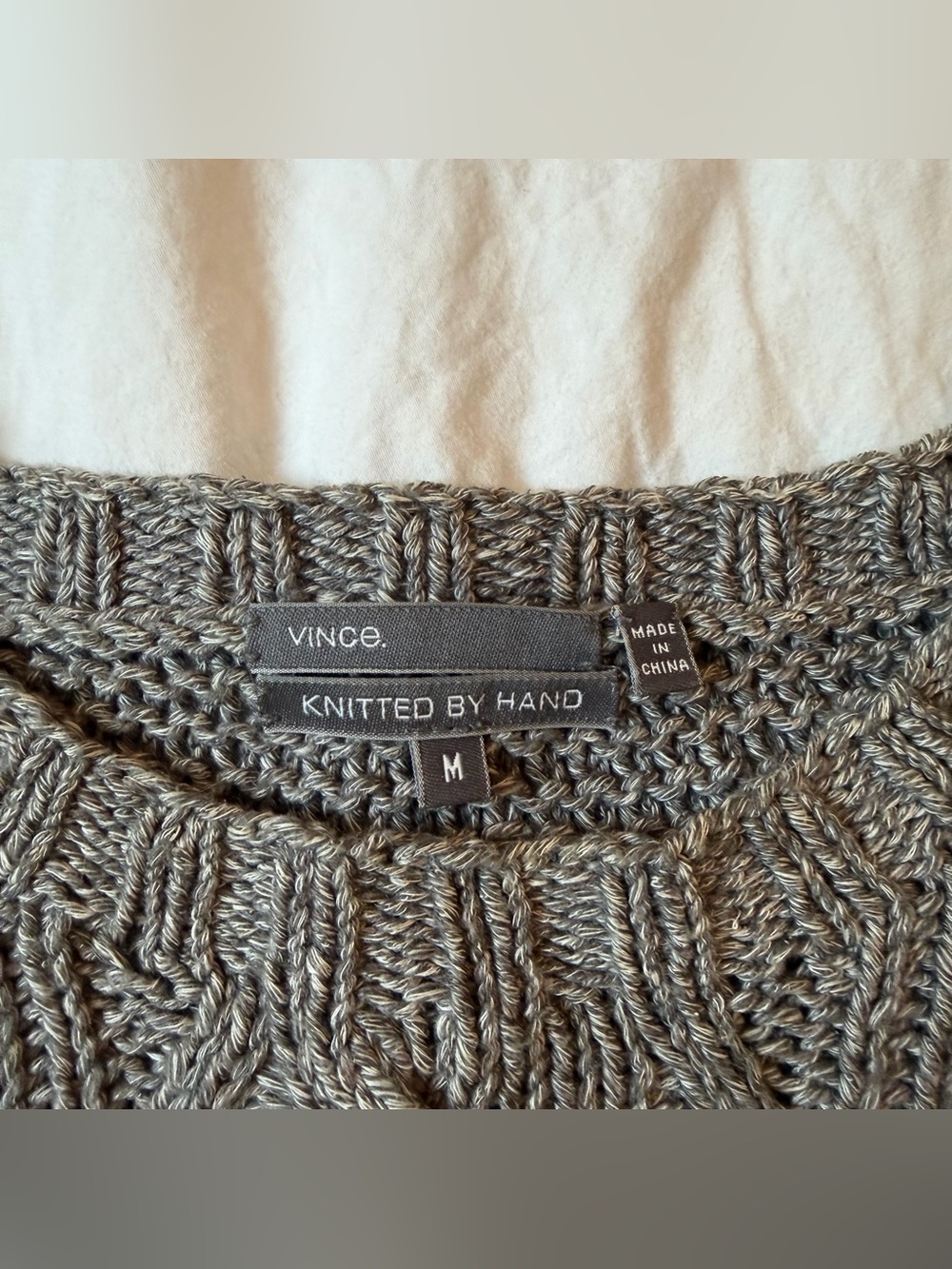 Vince Gray Cable Knit Crewneck Sweater - Picture 3 of 3